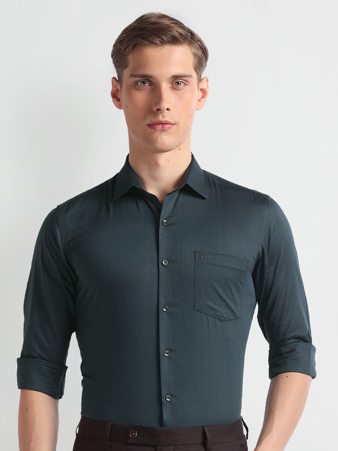 

Arrow Manhattan Self Design Slim Fit Cotton Formal Shirt, Grey