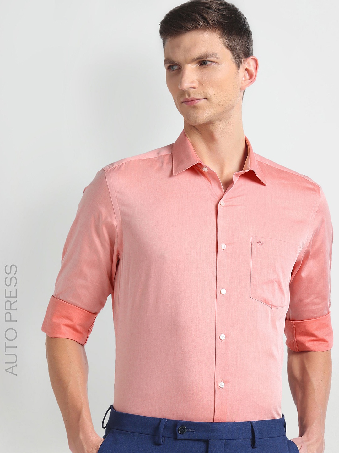 

Arrow Slim Fit Spread Collar Cotton Autopress Formal Shirt, Red