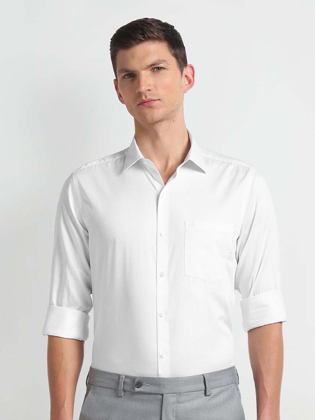 

Arrow Spread Collar Opaque Cotton Formal Shirt, White