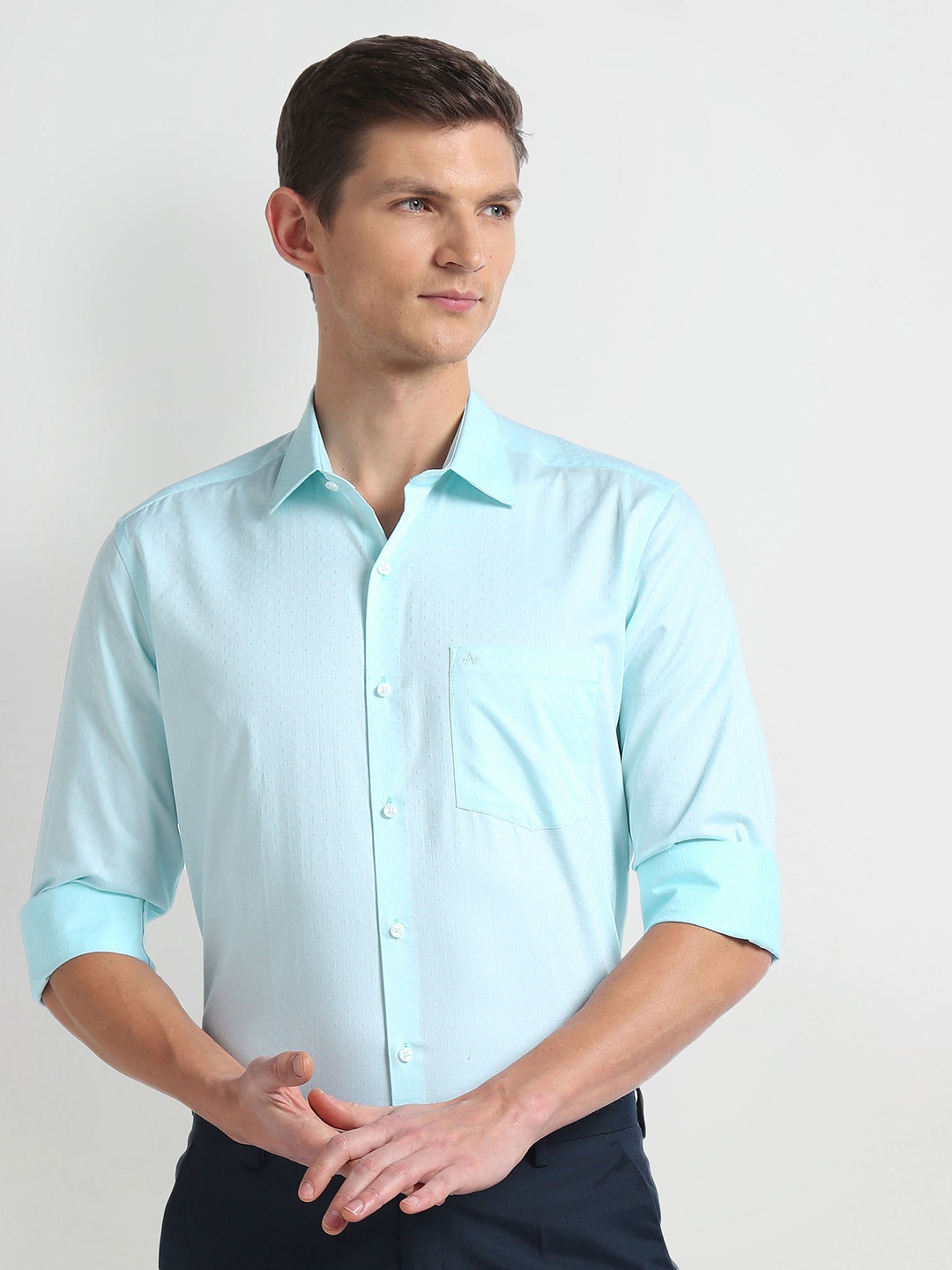 

Arrow Geometric Patterned Cotton Formal Shirt, Blue