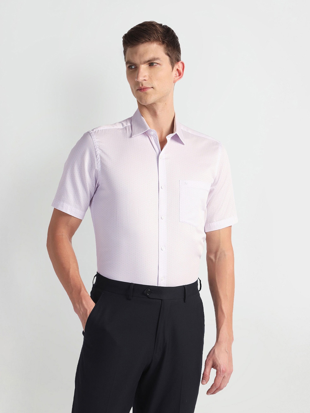 

Arrow Spread Collar Opaque Cotton Formal Shirt, Pink