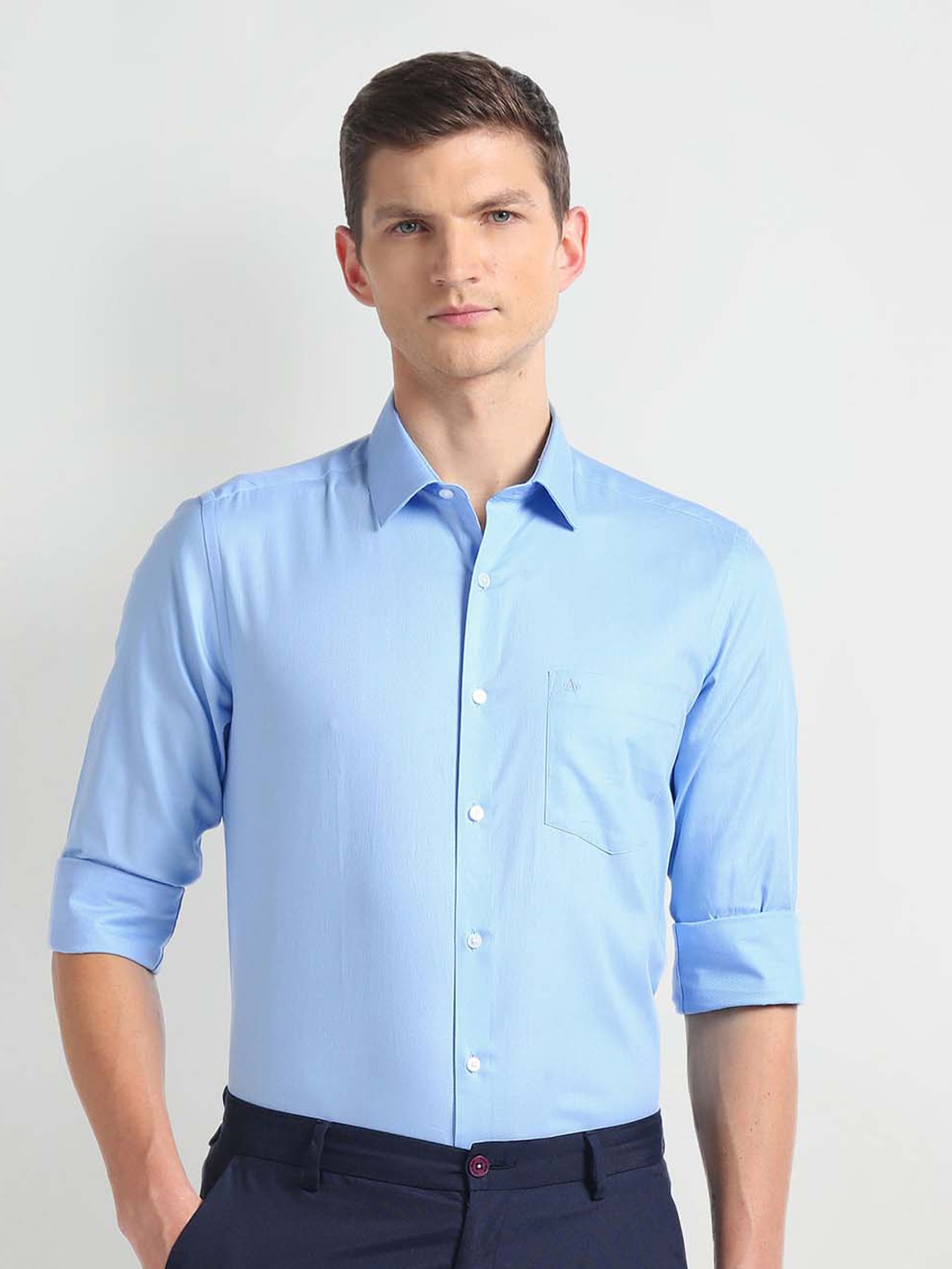 

Arrow Slim Fit Long Sleeves Cotton Opaque Formal Shirt, Blue