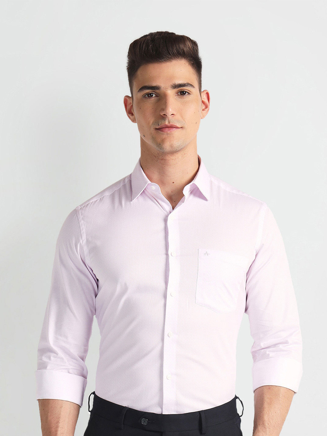 

Arrow spread collar Long Sleeves Regular Fit Cotton Formal Shirt, Purple
