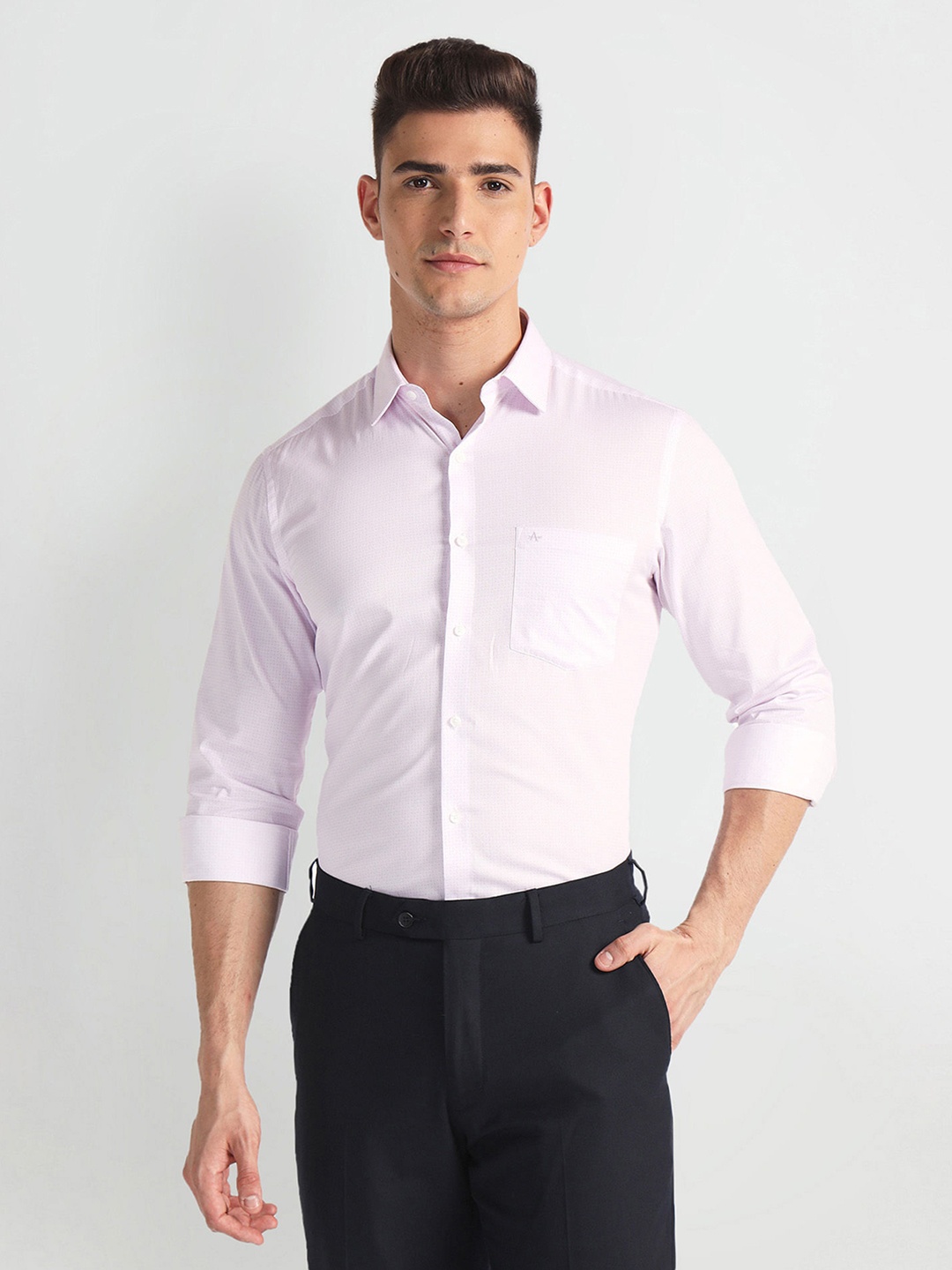 

Arrow Spread Collar Long Sleeves Regular Fit Cotton Formal Shirt, Purple