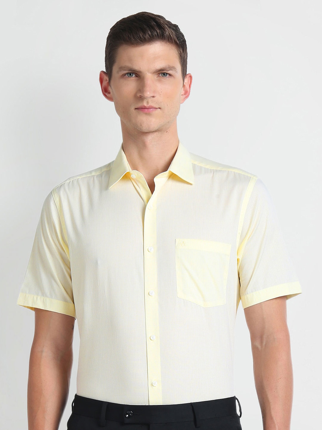 

Arrow Spread Collar Long Sleeves Cotton Formal Shirt, Yellow