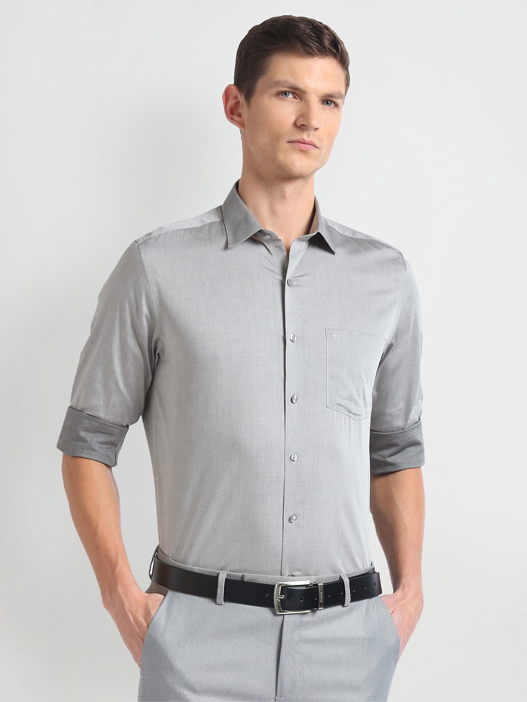 

Arrow Regular Fit Cotton Opaque Autopress Formal Shirt, Grey
