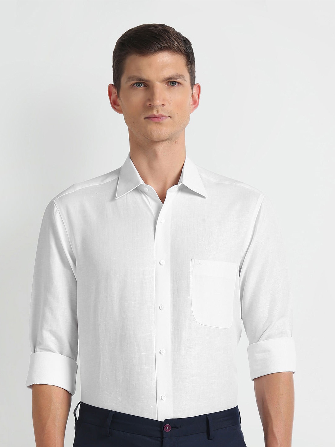 

Arrow spread collar Long Sleeves Regular Fit Linen 1851 Formal Shirt, White