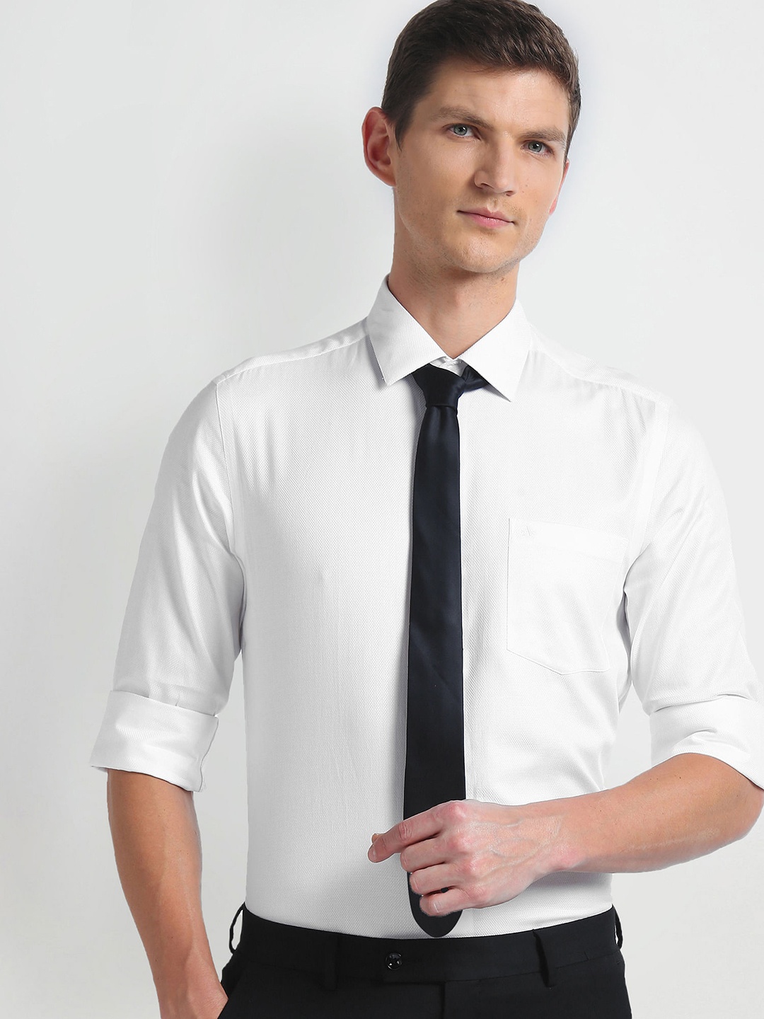 

Arrow Slim Fit Textured Opaque Cotton Formal Shirt, White