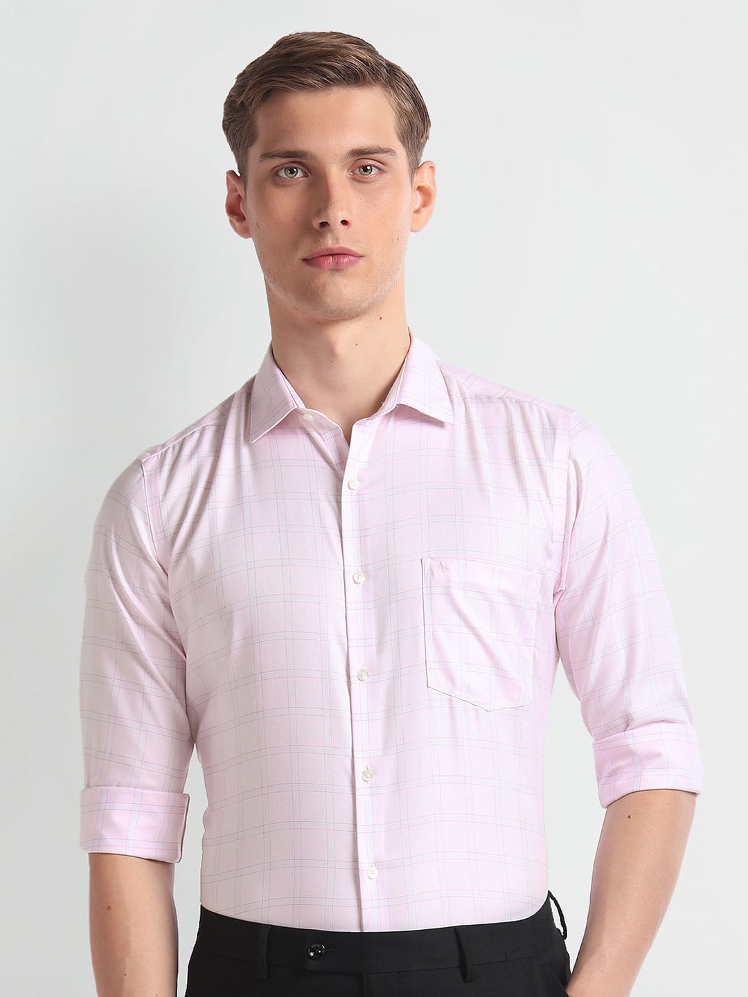 

Arrow Long Sleeves Regular Fit Cotton Opaque Autopress Formal Shirt, Pink