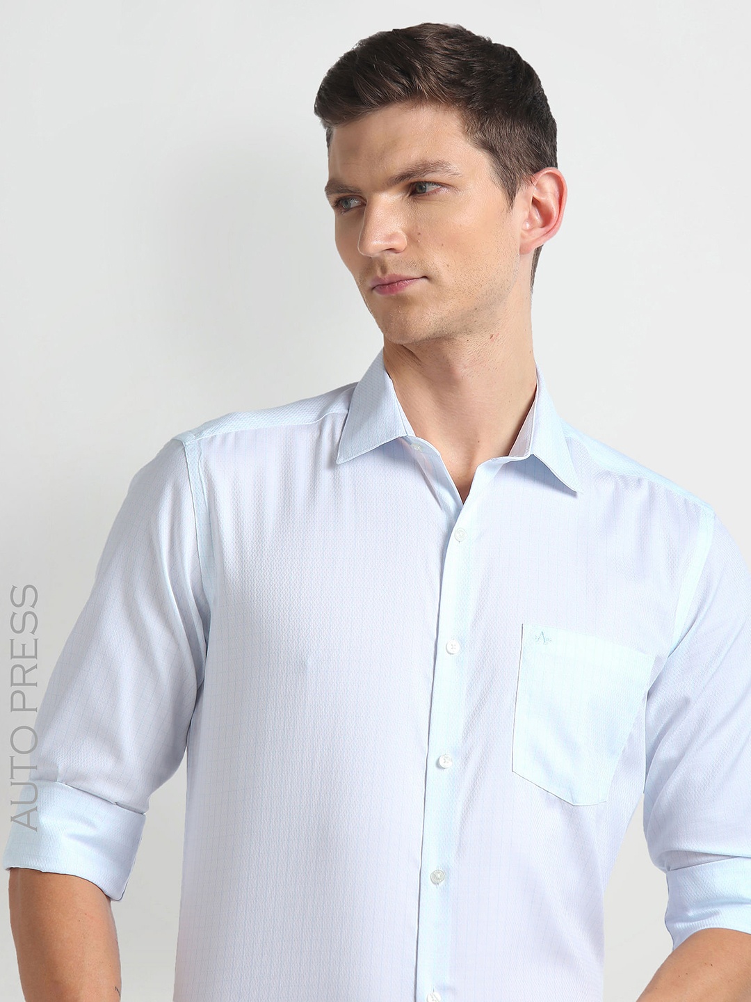 

Arrow Vertical Striped Cotton Slim Fit Opaque Autopress Formal Shirt, Blue