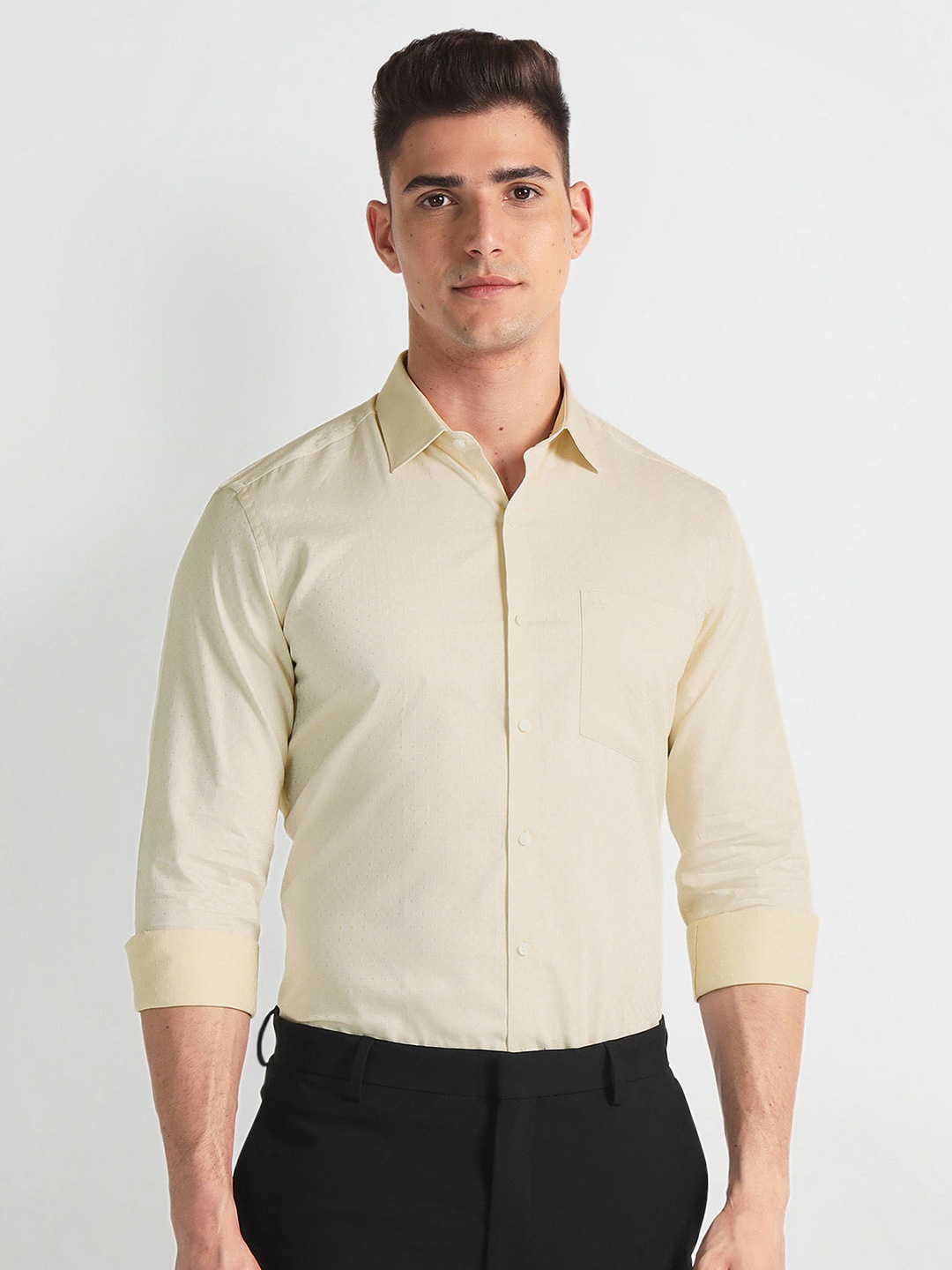 

Arrow Micro Ditsy Printed Opaque Cotton Formal Shirt, Beige