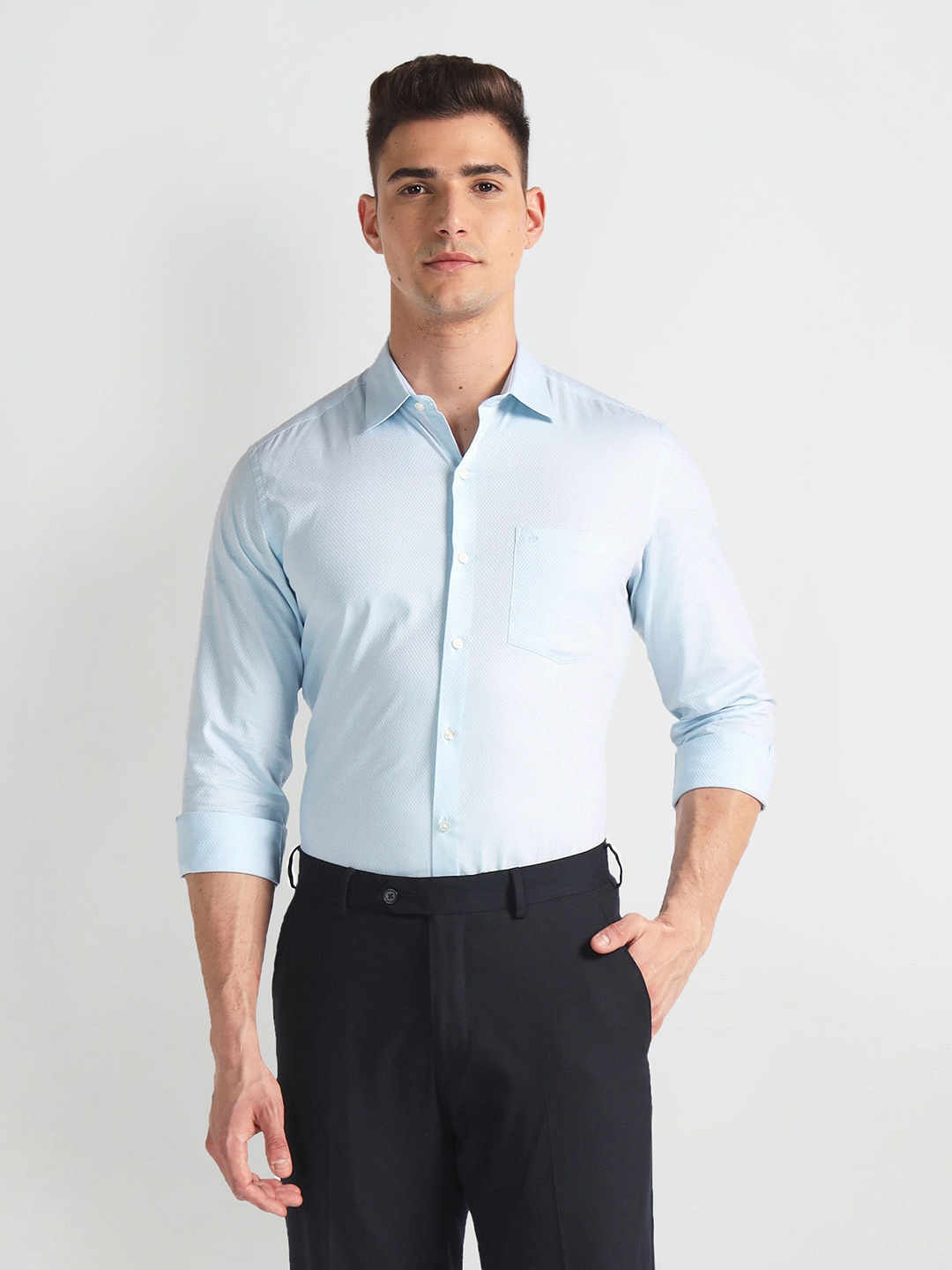 

Arrow Long Sleeves Regular Fit Cotton Opaque Formal Shirt, Blue