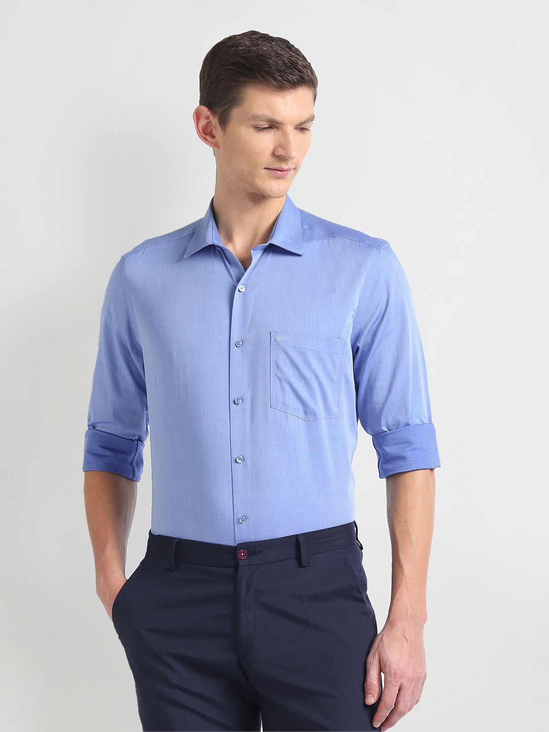 

Arrow Long Sleeves Regular Fit Cotton Opaque Autopress Formal Shirt, Blue