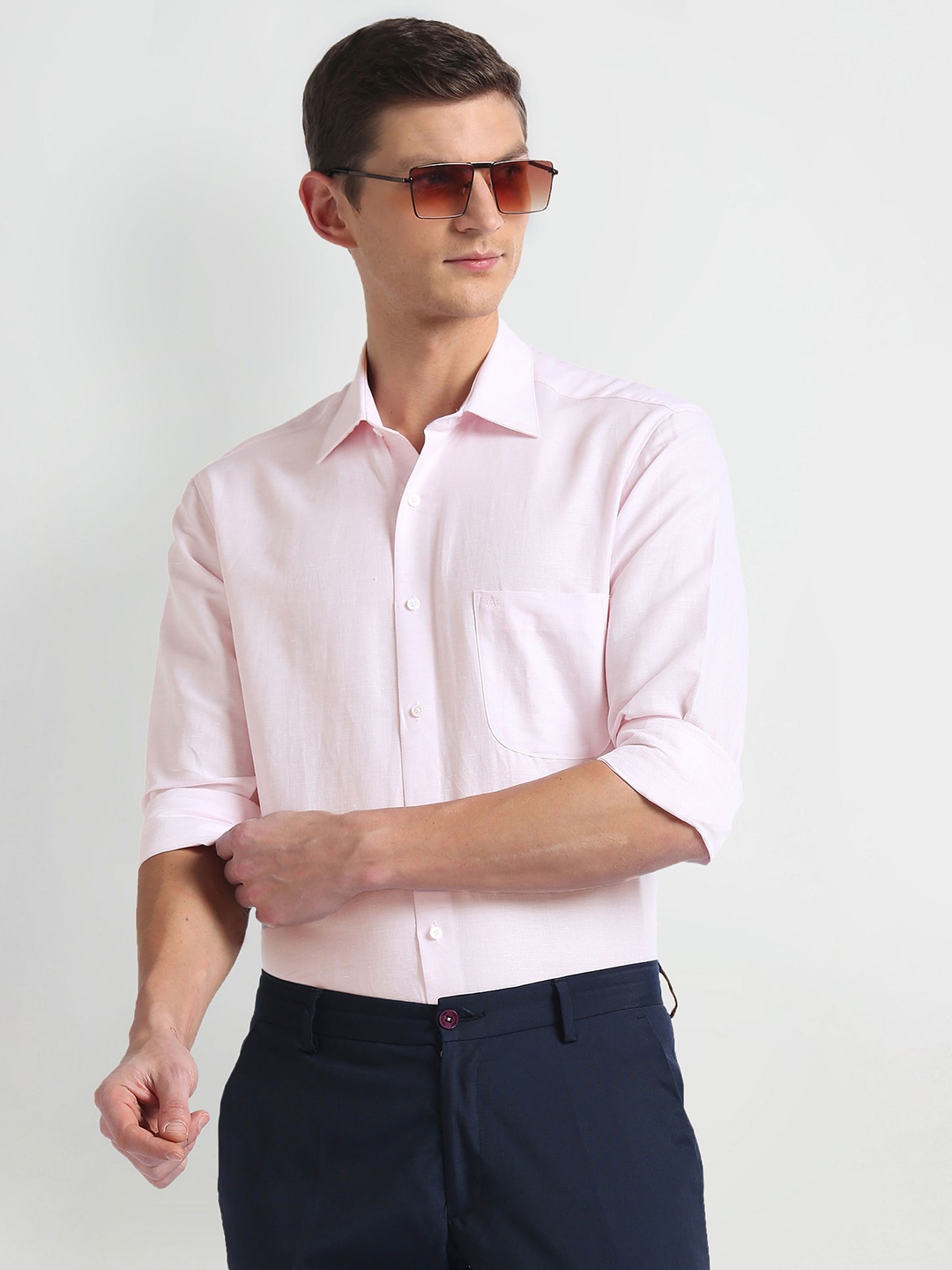 

Arrow Spread Collar Twill Linen Cotton 1851 Formal Shirt, Pink