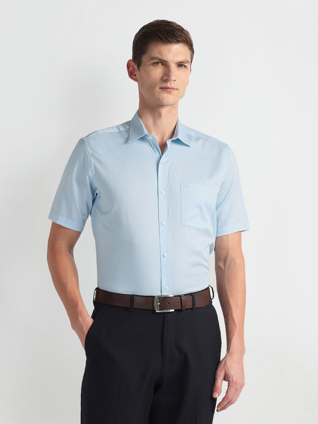 

Arrow Short Sleeves Regular Fit Cotton Opaque Formal Shirt, Blue
