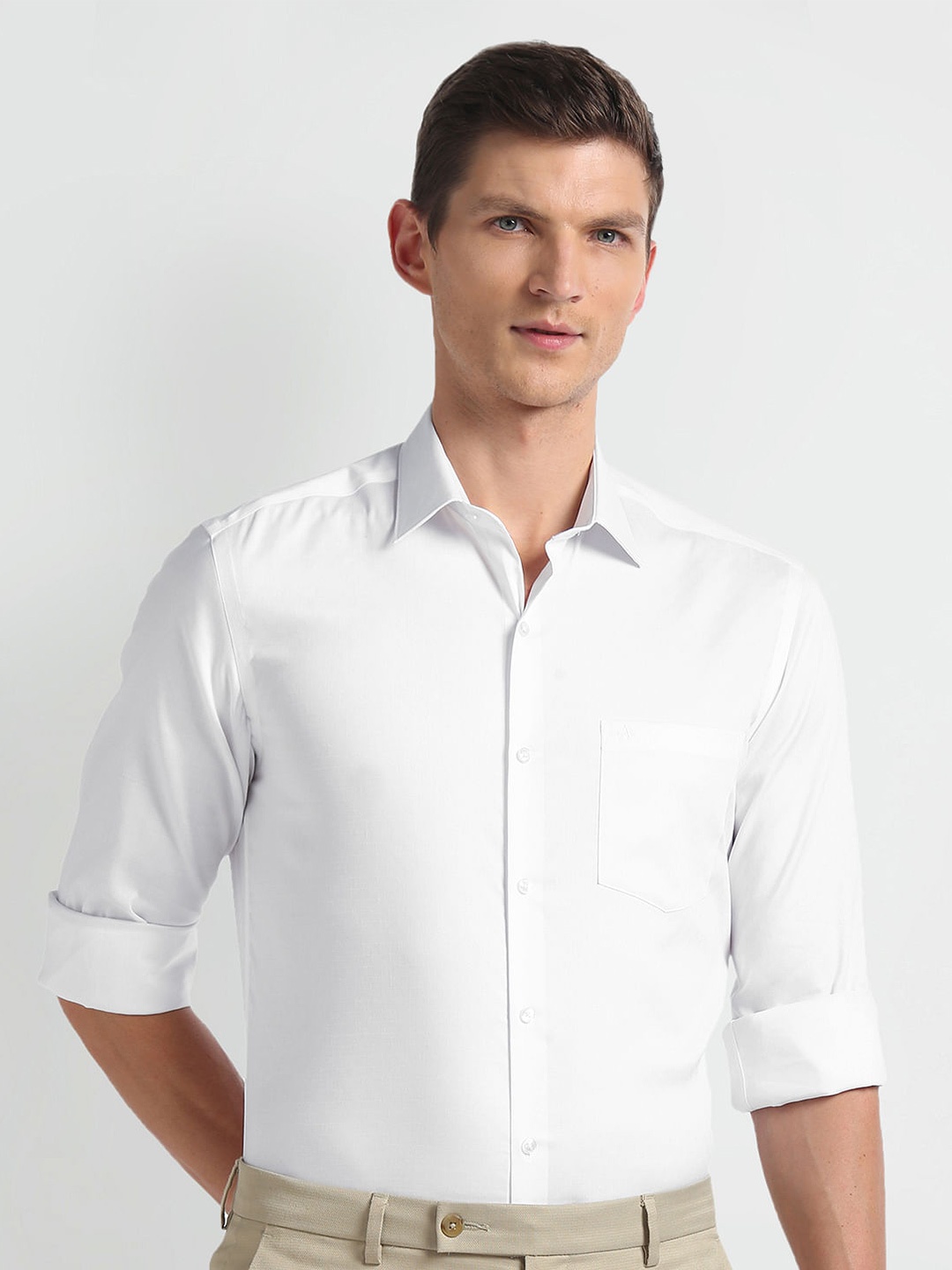 

Arrow Slim Fit Long Sleeves Twill Formal Shirt, White