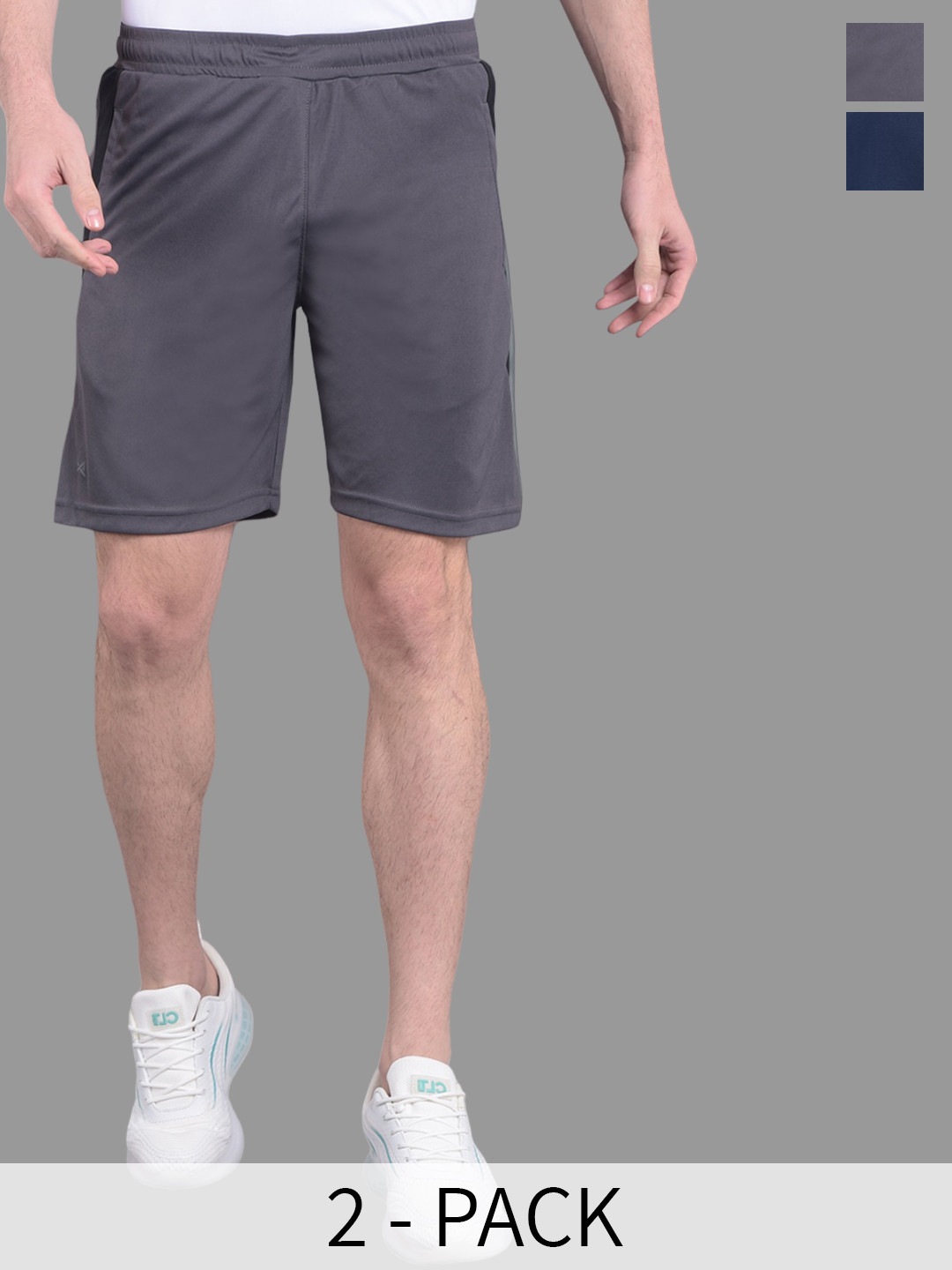 

Force NXT Men Pack Of 2 Anti Viral Anti Odour Cool Sports Shorts, Grey