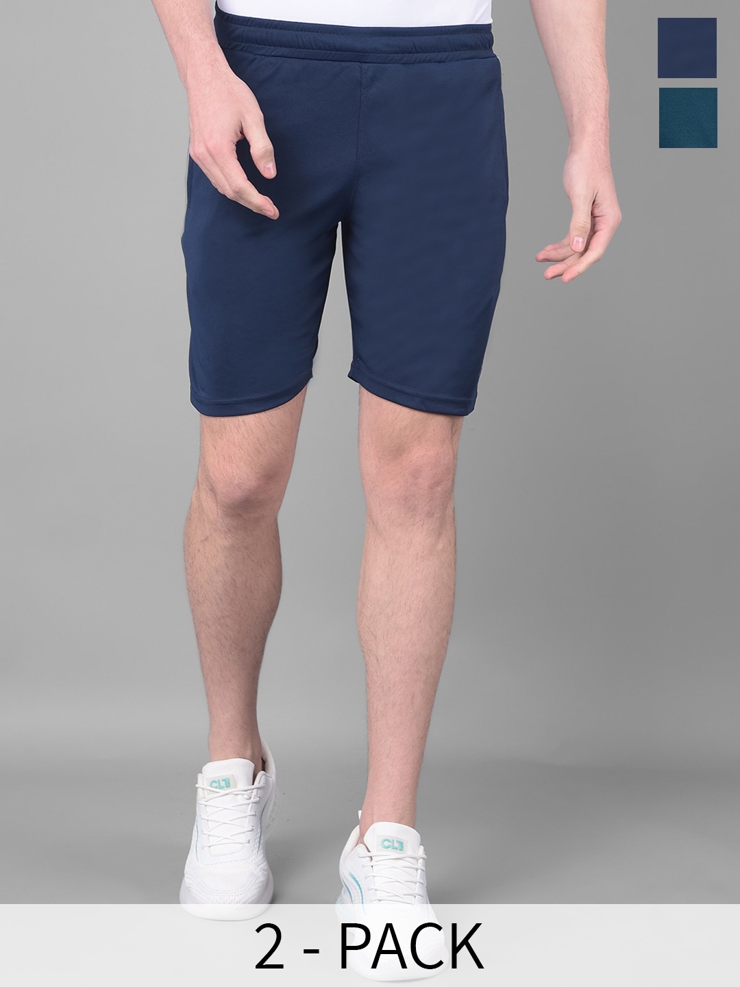 

Force NXT Men Pack Of 2 Mid-Rise Anti Viral Anti Odour Cool Training Shorts, Navy blue