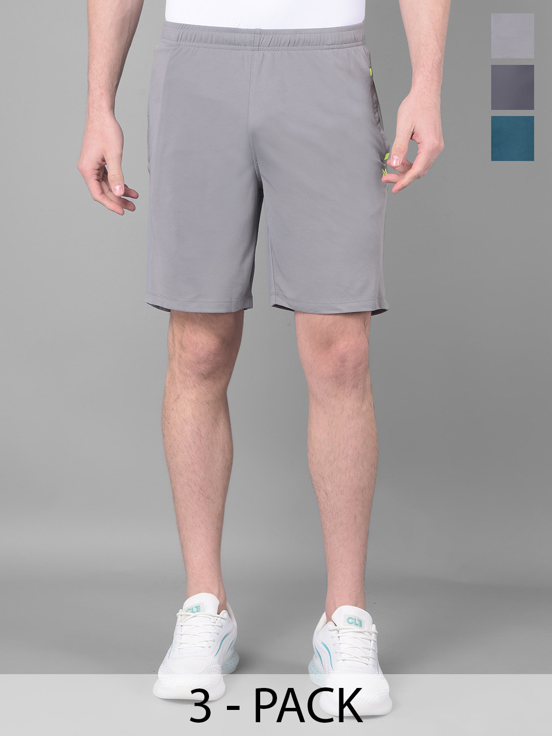 

Force NXT Men Pack Of 3 Mid-Rise Anti Viral Anti Odour Cool Training Shorts, Grey