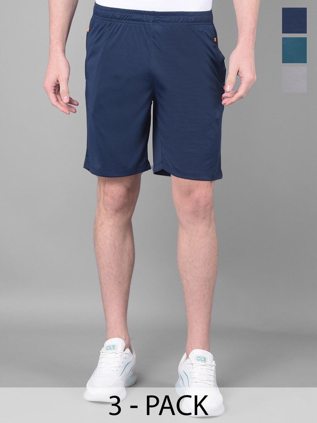 Force NXT Men Pack Of 3 Anti Viral Anti Odour Cool Training Sports Shorts, Navy blue