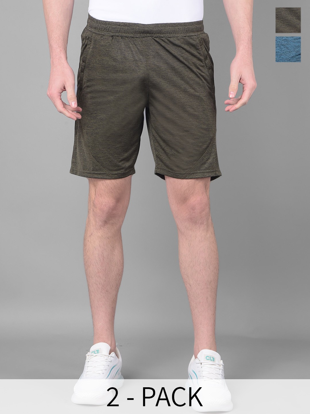 

Force NXT Men Pack Of 2 Mid-Rise Anti Viral Anti Odour Cool Sports Shorts, Olive