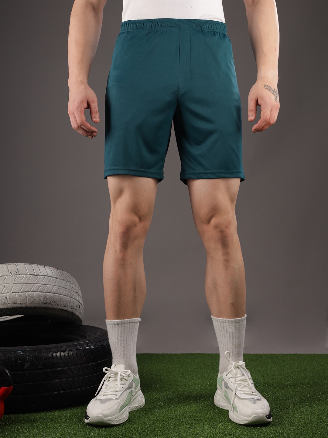 

Force NXT Men Mid-Rise Anti Viral Anti Odour Cool Sports Shorts, Teal