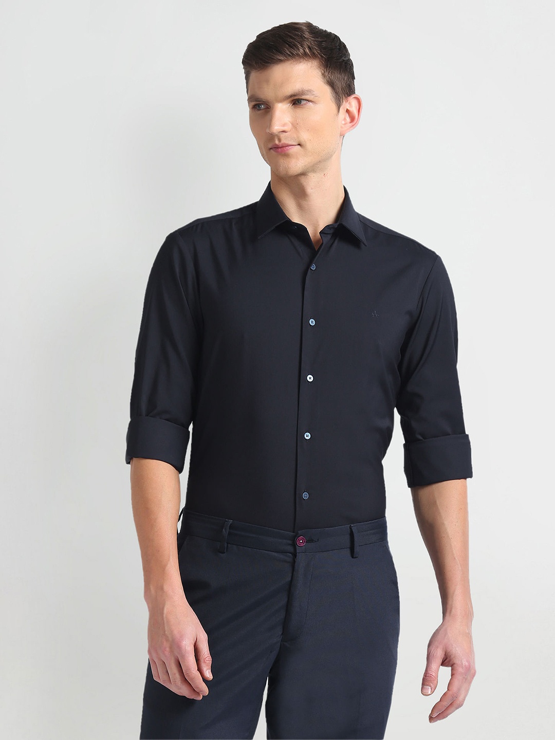 

Arrow New York spread collar Long Sleeves Slim Fit Formal Shirt, Blue