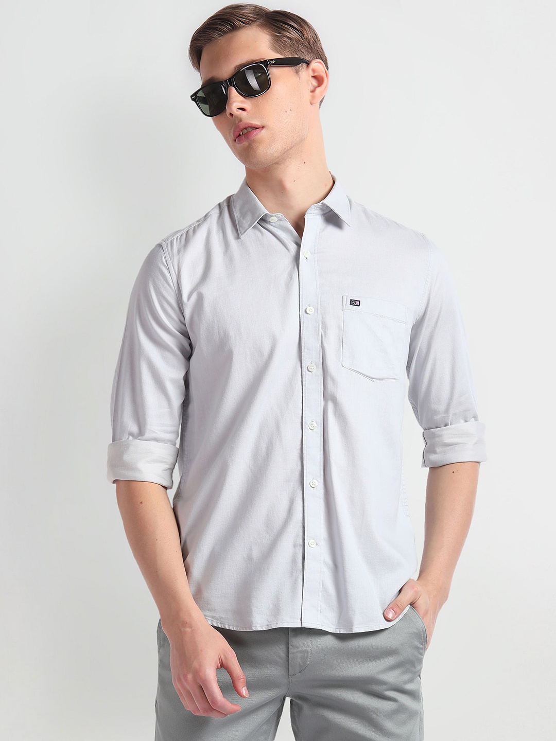 

Arrow Sport Spread Collar Slim Fit Twill Casual Shirt, Blue
