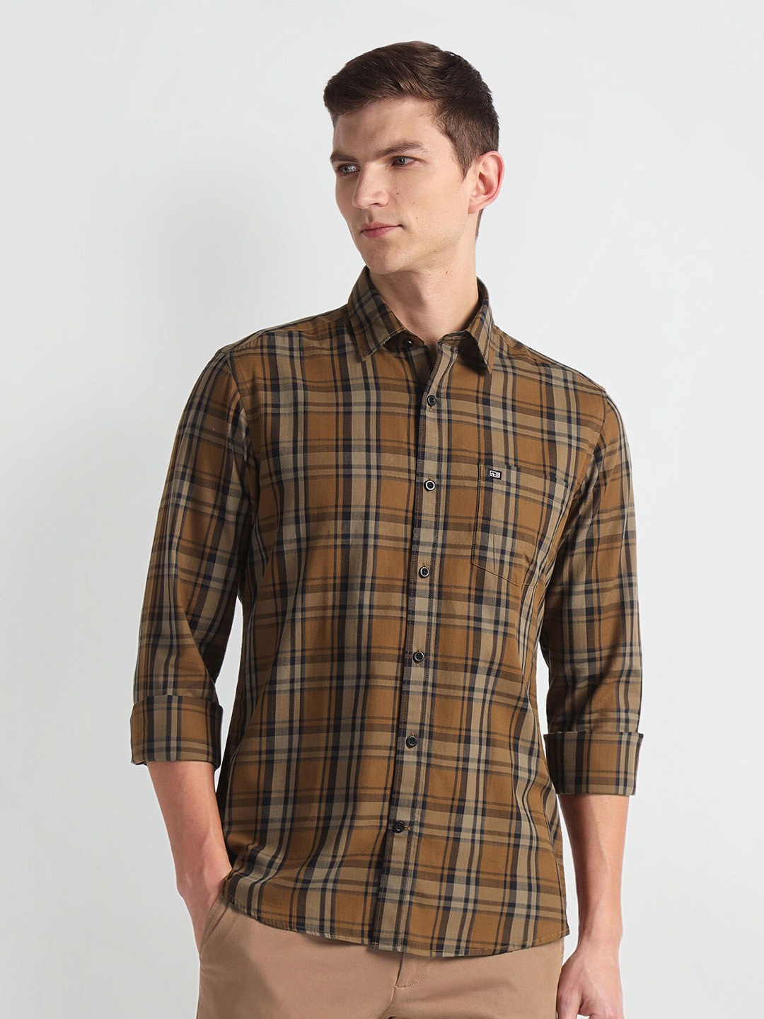 

Arrow Sport Manhattan Slim Fit Tartan Checked Casual Shirt, Brown