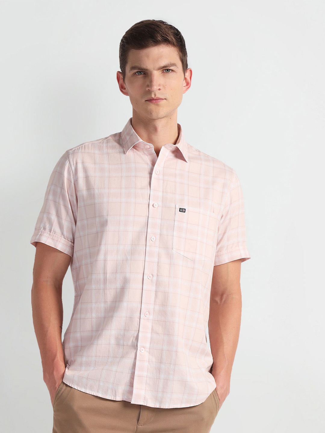 

Arrow Sport Checked Twill Casual Shirt, Pink