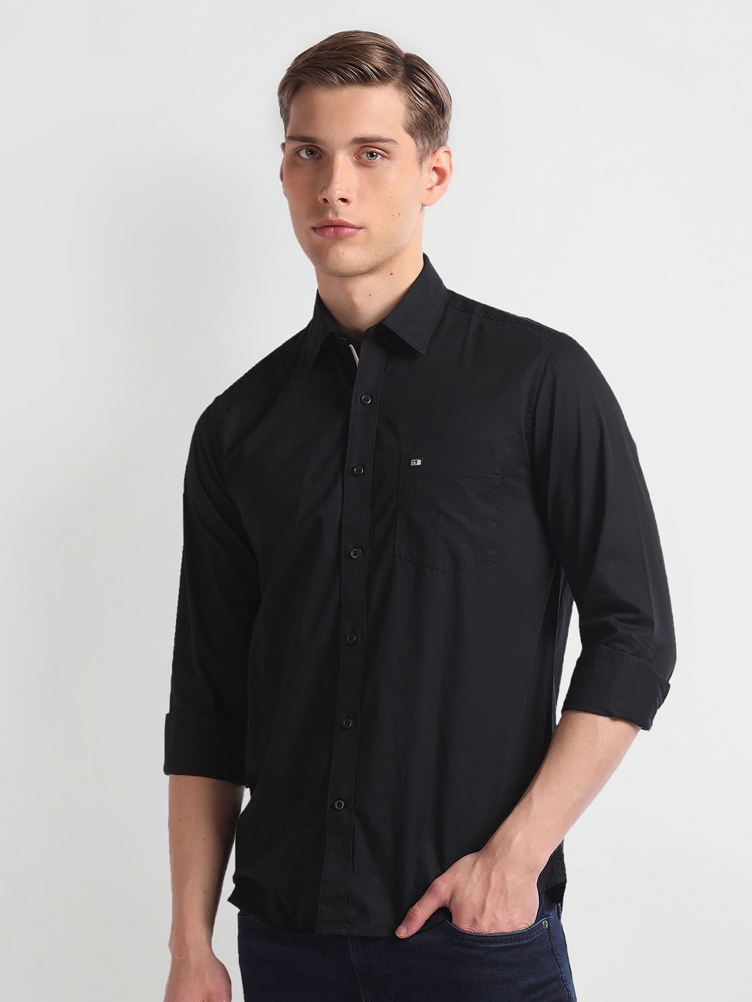 

Arrow Sport Slim Fit Pure Cotton Twill Casual Shirt, Black