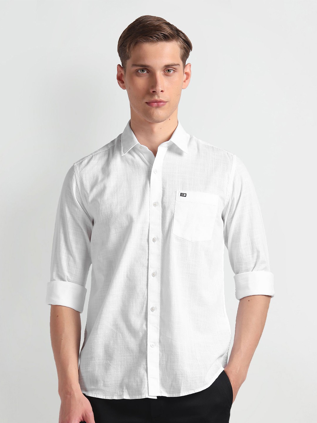 

Arrow Sport Slim Fit Spread Collar Long Sleeves Casual Shirt, White