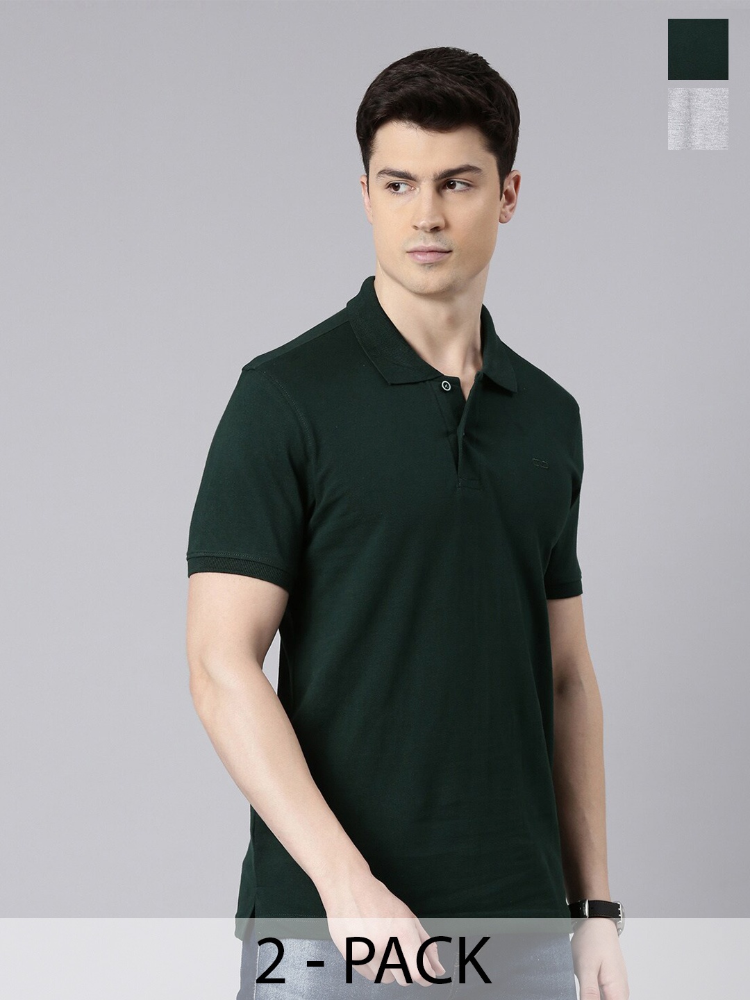 

BAESD Pack Of 2 Polo Collar Cotton T-shirts, Black