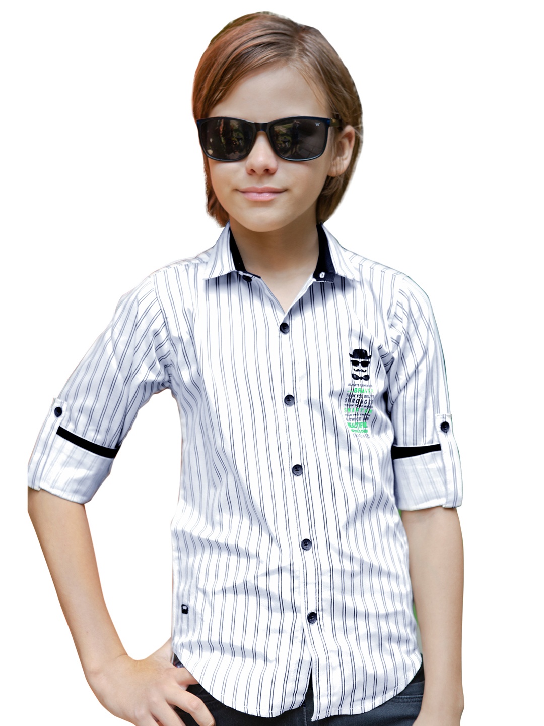 

BAESD Boys Classic Striped Cotton Casual Shirt, White