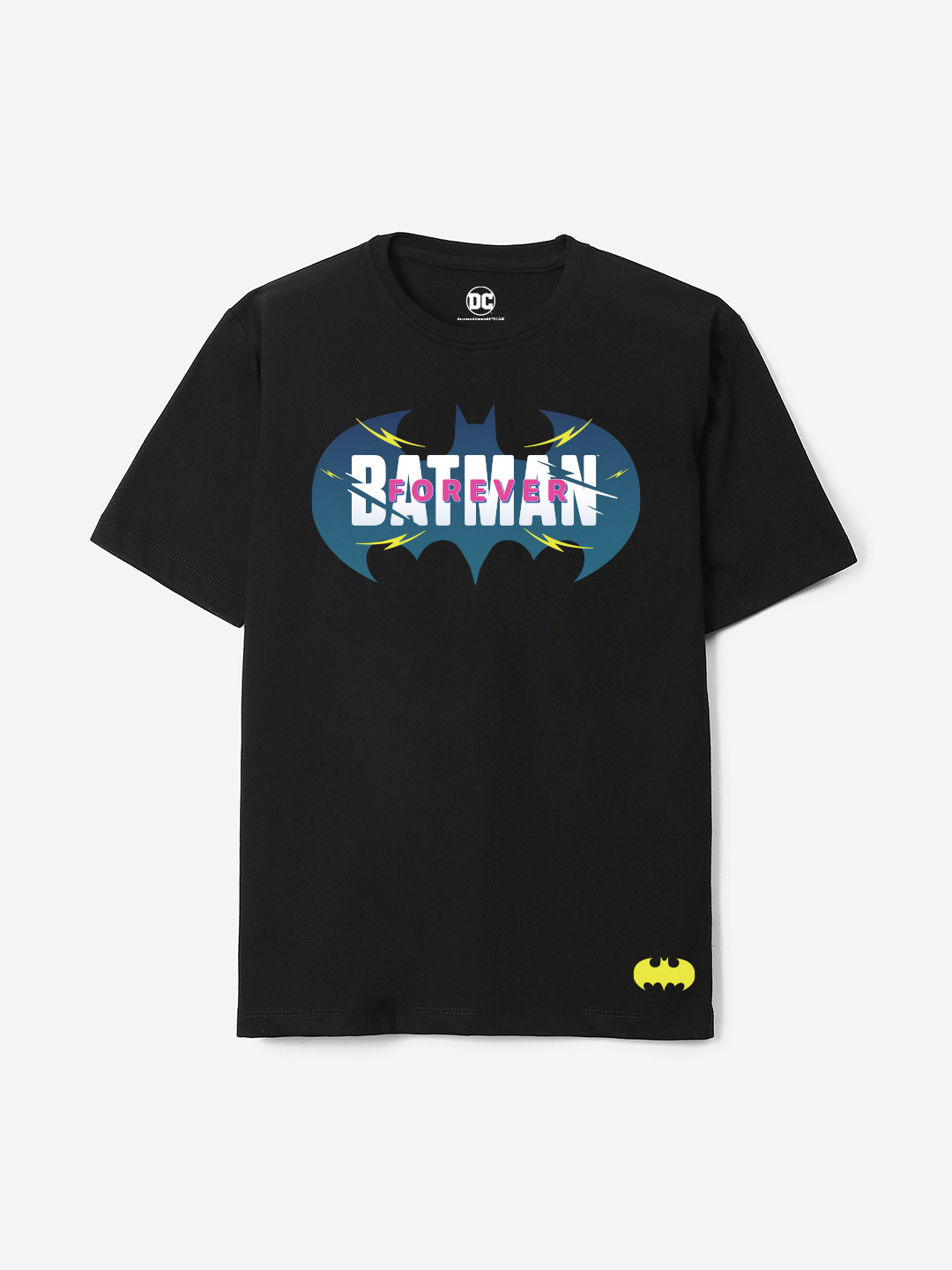 

YK Warner Bros Boys Batman Printed Round Neck Short Sleeves Pure Cotton Oversized T-shirt, Black