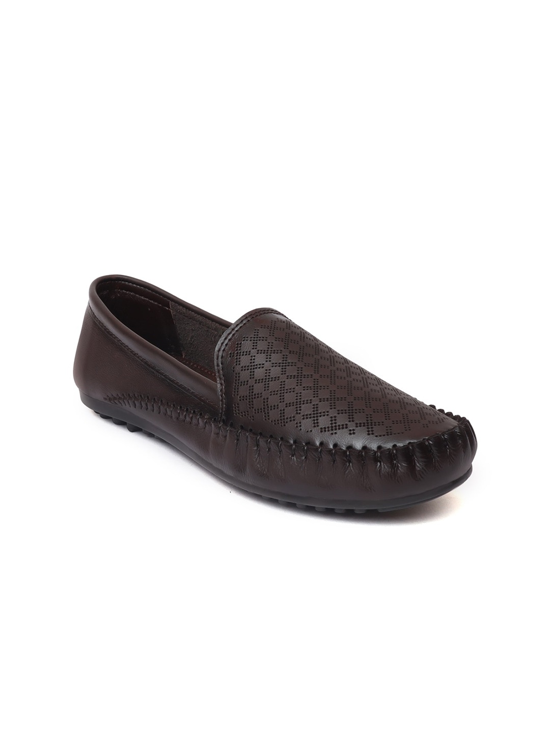 

Zoom Shoes Women Perforations Round Toe Lightweight Leather Loafers, Brown