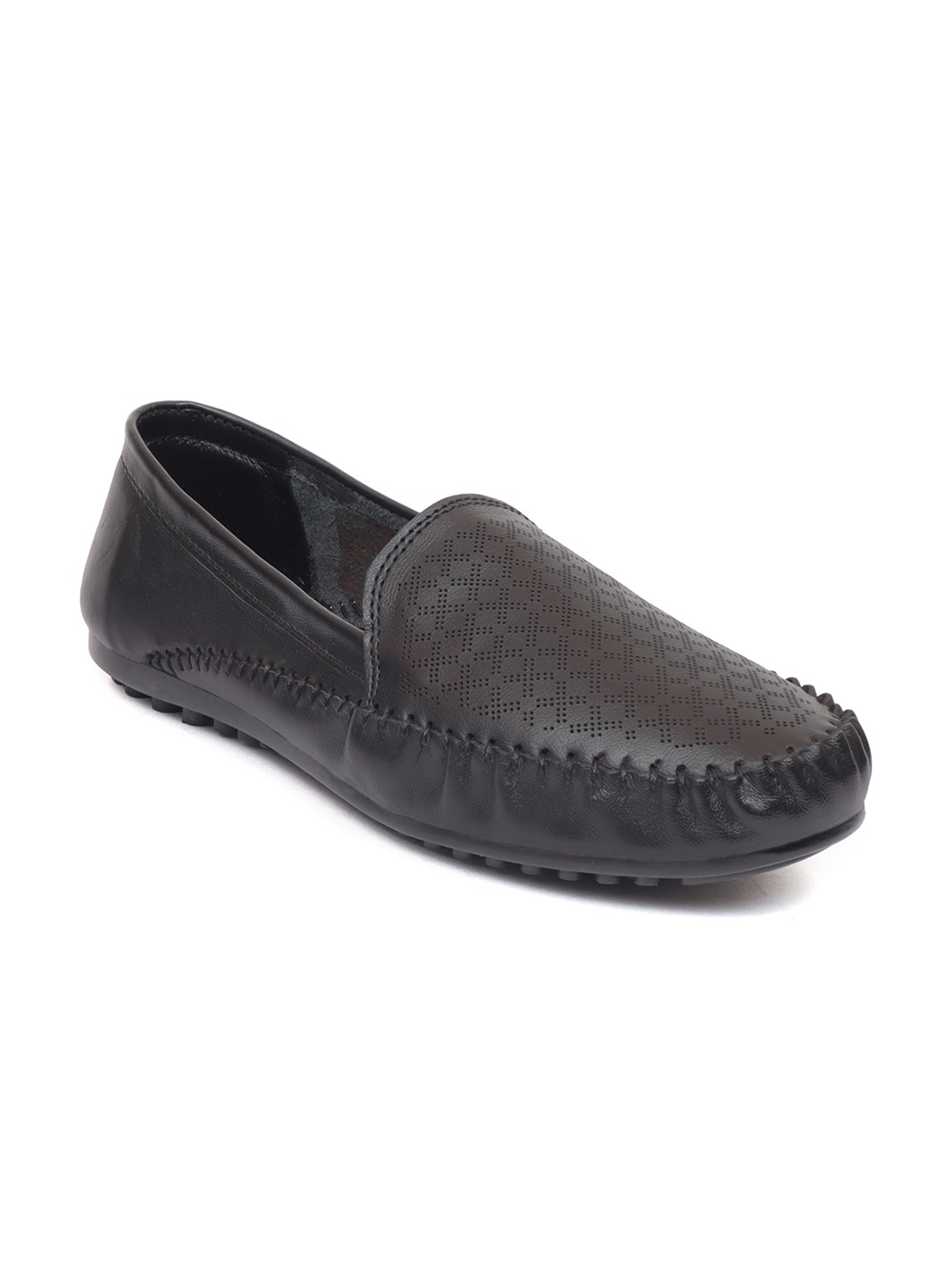 

Zoom Shoes Women Perforations Round Toe Lightweight Leather Loafers, Black
