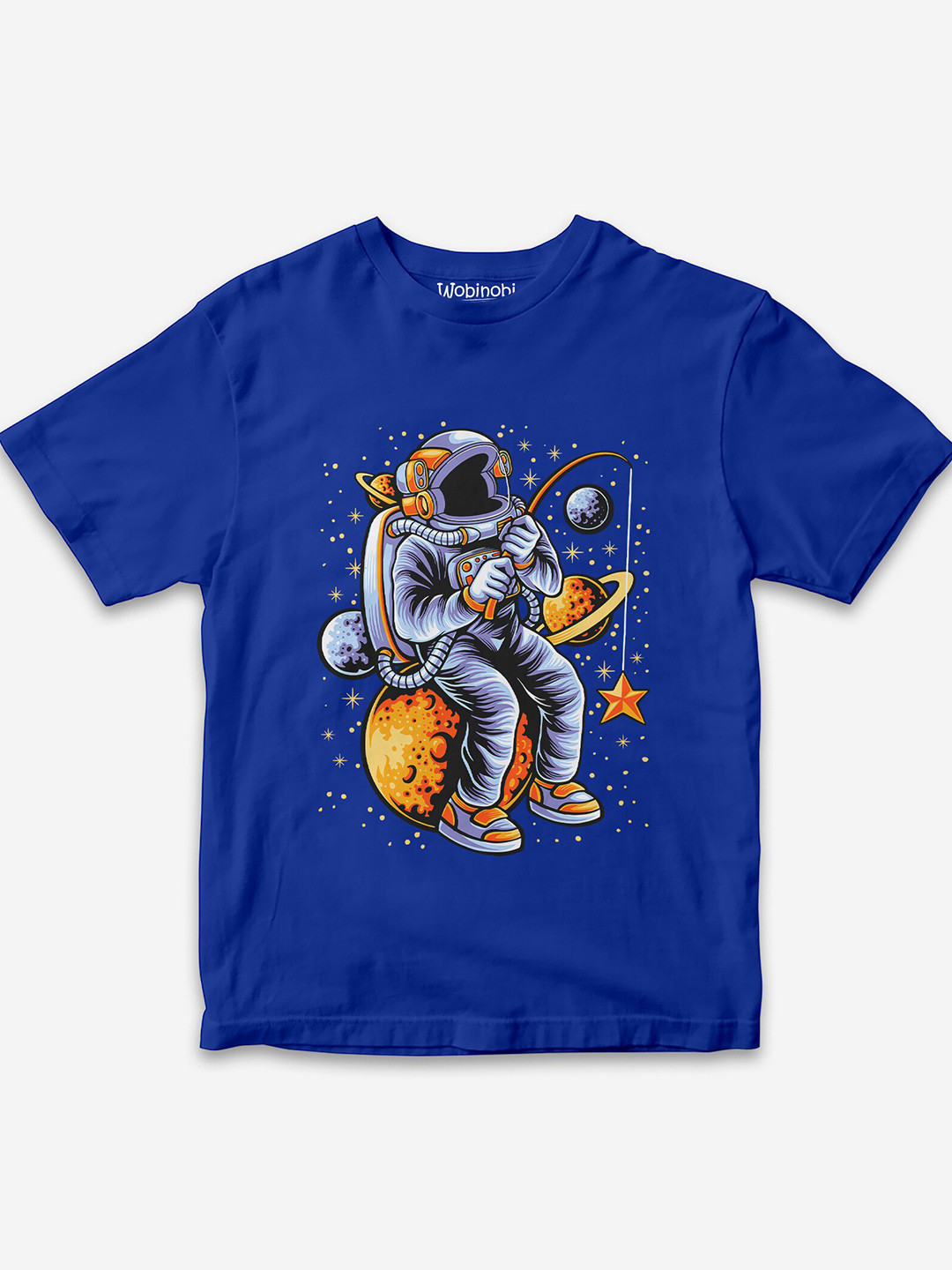 

Wobinobi Boys Space Print Bio Finish Pure Cotton T-shirt, Navy blue