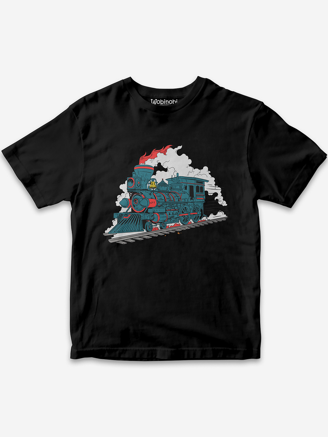 

Wobinobi Boys Train Print Bio Finish Pure Cotton T-shirt, Black