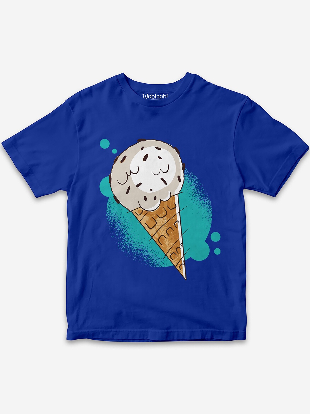 

Wobinobi Boys Chocolate Print Bio Finish Pure Cotton T-shirt, Navy blue