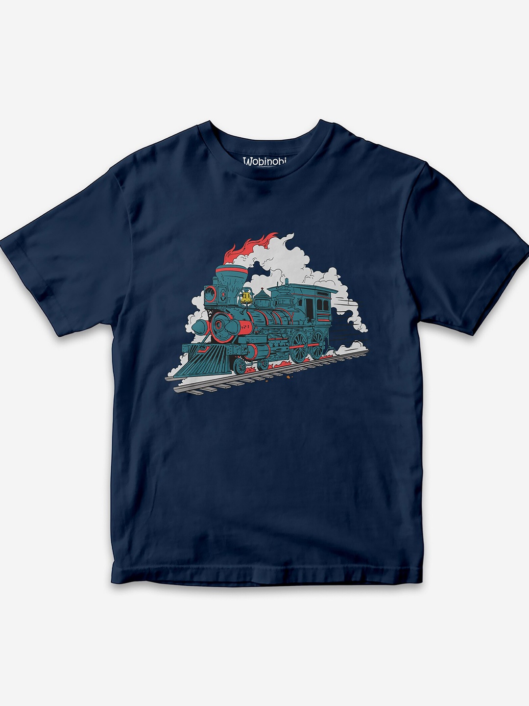 

Wobinobi Boys Train Print Bio Finish Pure Cotton T-shirt, Navy blue