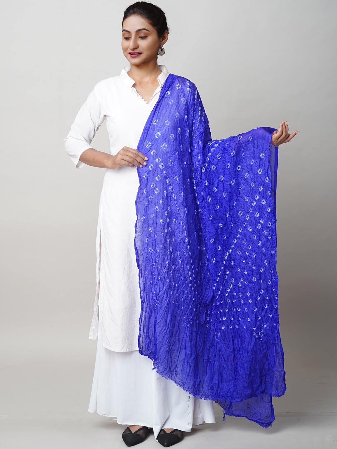 

Unnati Silks Tie & Dye Bandhani Printed Dupatta, Blue