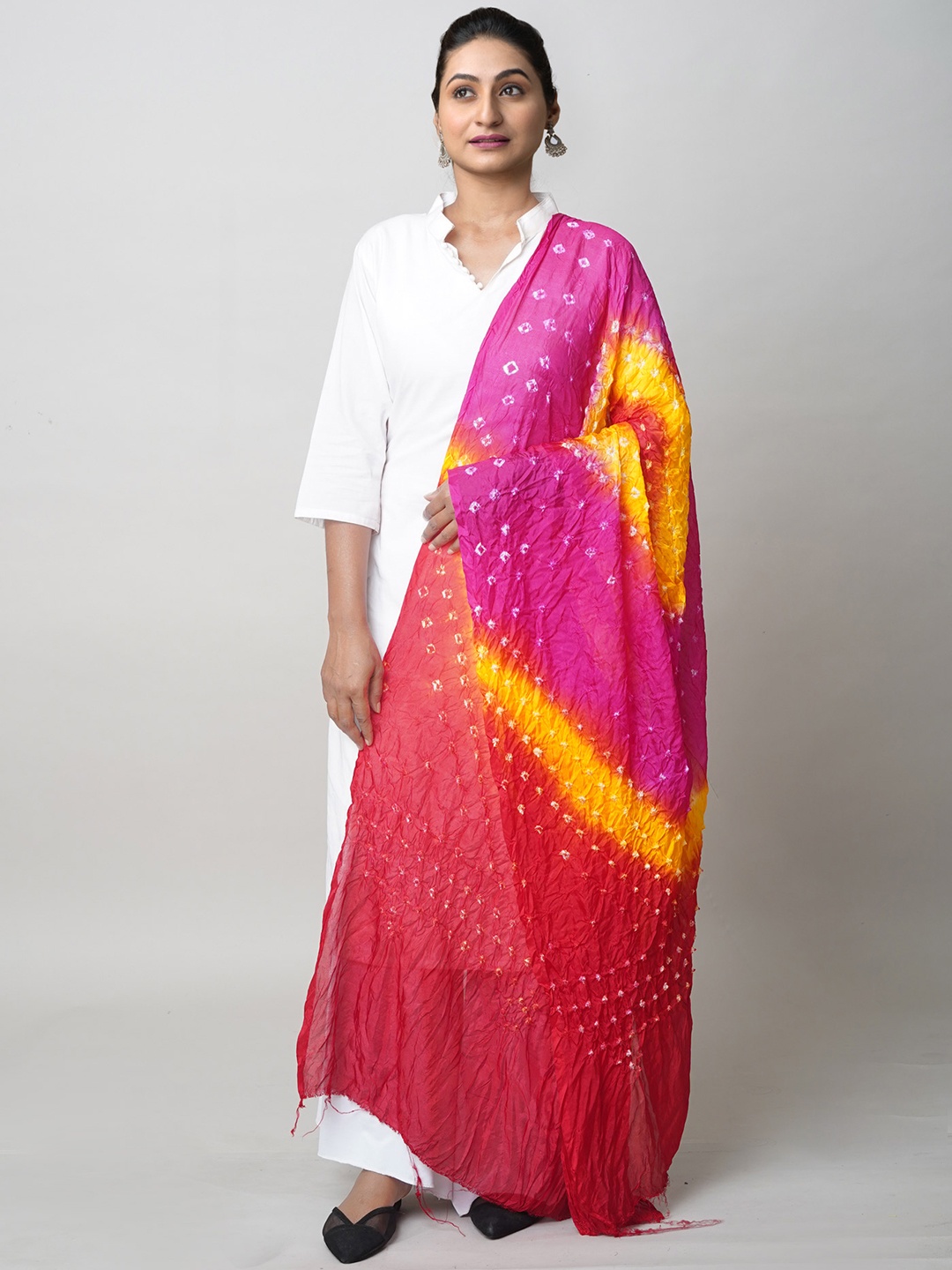 

Unnati Silks Bandhani Dyed Dupatta, Red