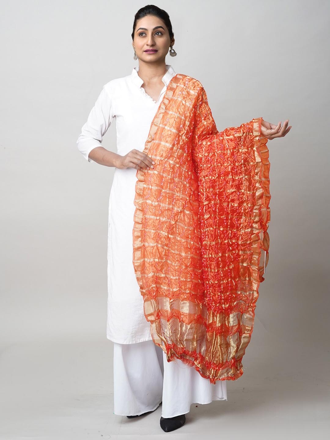 

Unnati Silks Bandhani Printed Dupatta, Orange