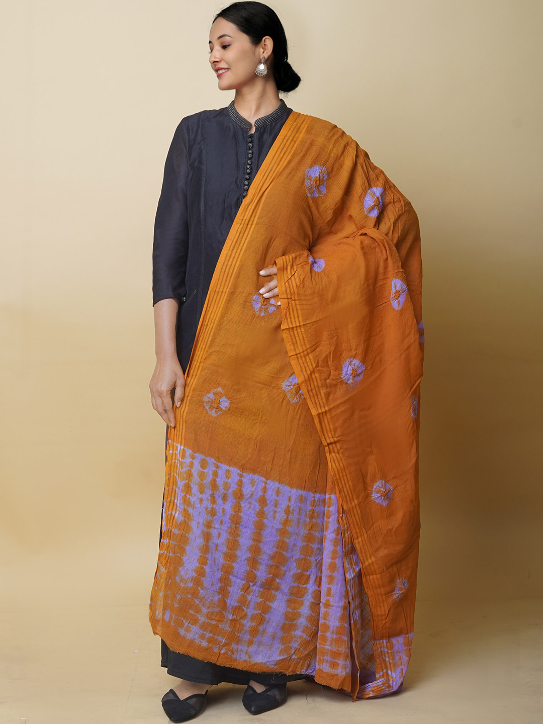 

Unnati Silks Bandhani Dyed Cotton Dupatta, Brown