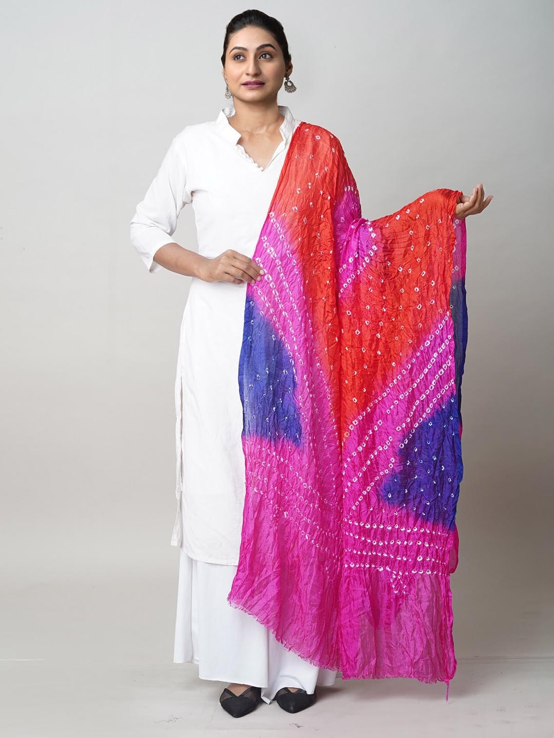 

Unnati Silks Bandhani Dyed Dupatta, Pink