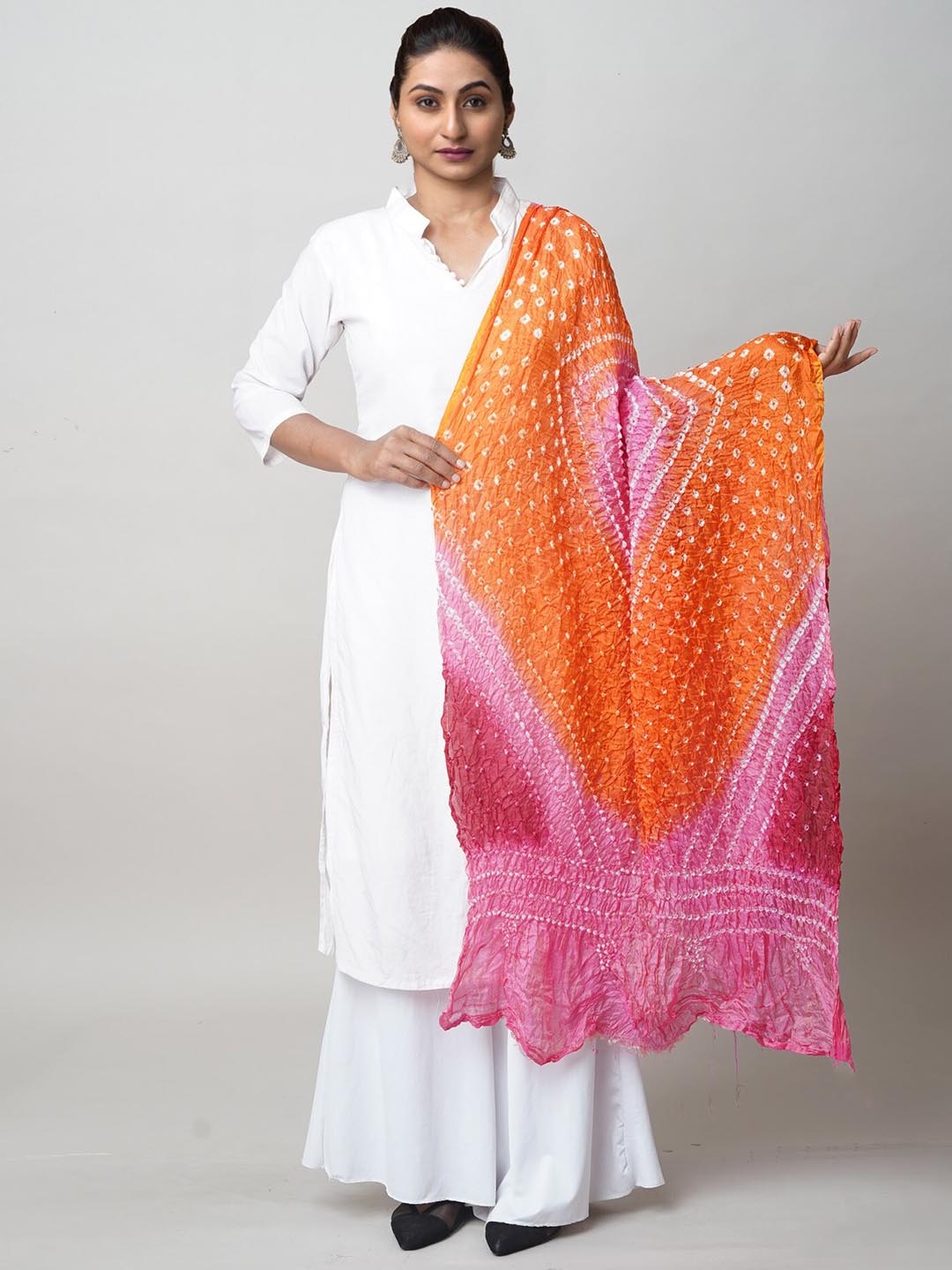 

Unnati Silks Bandhani Dyed Dupatta, Orange