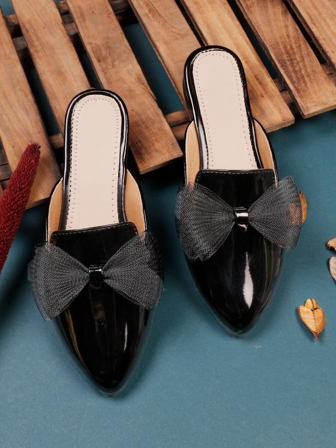 

MEHNAM Women Bow Detail Flat Mules, Black
