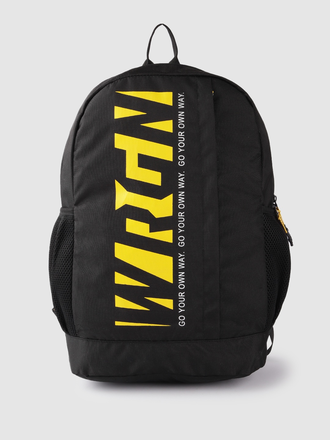 

WROGN Unisex Brand Logo Printed Medium-Sized Backpack with Laptop Compartment 25L, Black