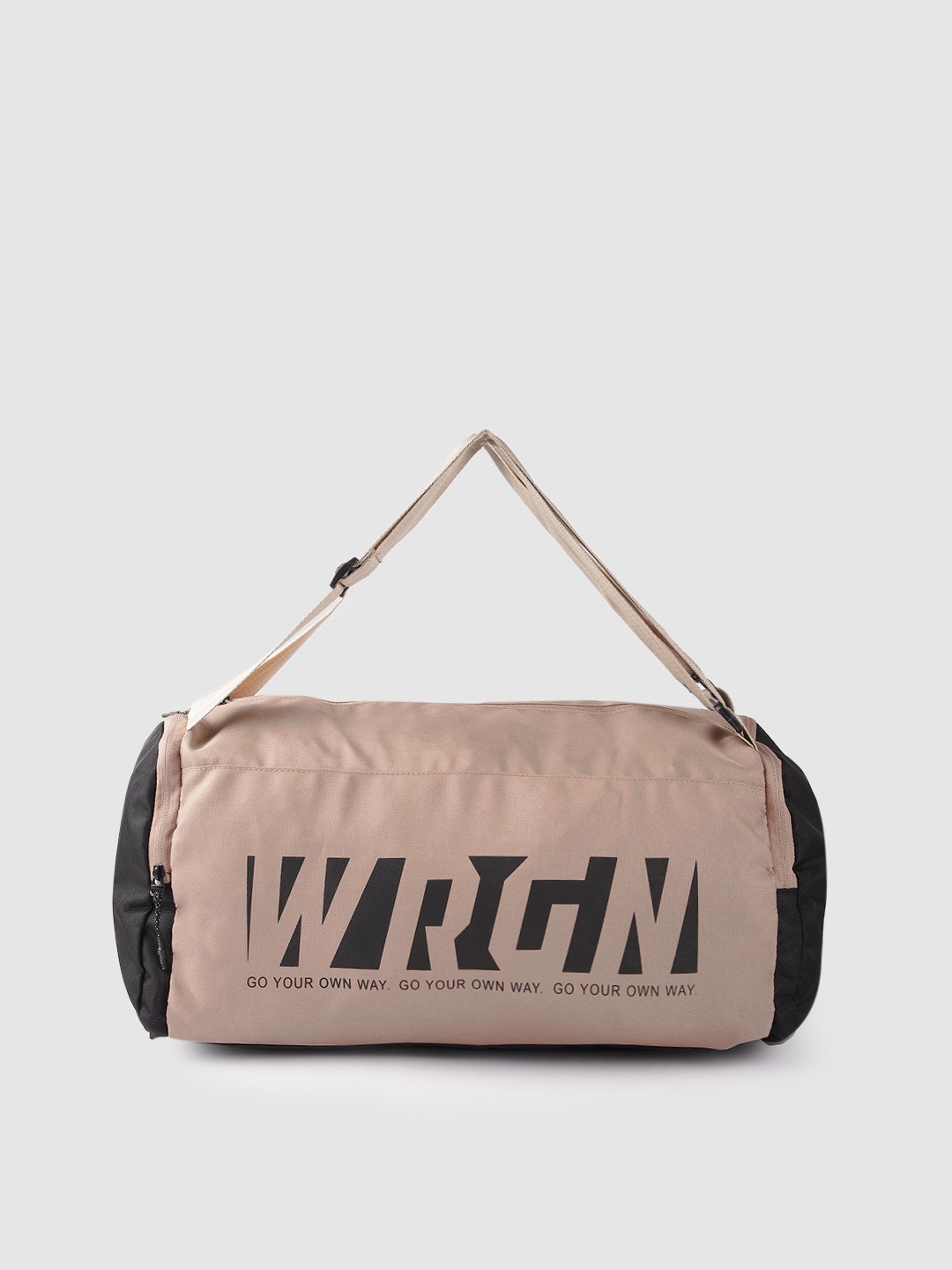 

WROGN Unisex Brand Logo Printed Medium-Sized Duffel Bag 31L, Beige